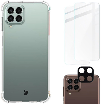 Etui + 2x szkło + obiektyw Bizon Case Clear Pack do Galaxy M33 5G, przezroczyste