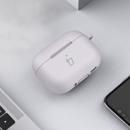Silikonowe etui z karabińczykiem Bizon Case Headphone Silicone do AirPods 4, jasnofioletowe