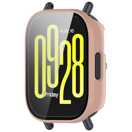 Etui ze szkłem do zegarka Bizon Case+Glass Watch do Xiaomi Redmi Watch 5 Active, różowe