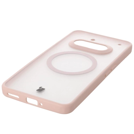 Etui z pierścieniem magnetycznym Bizon Case MatteO do Nothing Phone (3a), przydymione-różowe