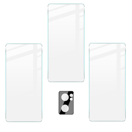 Szkło hartowane Bizon Glass Clear - 3 szt. + obiektyw, Oppo Reno 7 5G