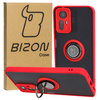 Etui z uchwytem na palec Bizon Case Hybrid Ring do Xiaomi Redmi Note 12S, przydymione z czerwoną ramką