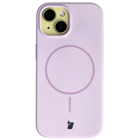 Silikonowe etui z pierścieniem magnetycznym Bizon Soft Case Magnetic do iPhone 15, jasnofioletowe