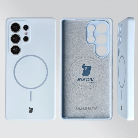 Silikonowe etui z pierścieniem magnetycznym Bizon Soft Case Magnetic do Galaxy S25 Ultra, błękitne