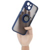 Etui z uchwytem na palec Bizon Case Hybrid Ring do iPhone 14, przydymione z granatową ramką