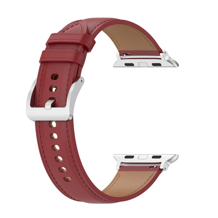 Skórzany pasek Bizon Strap Watch Casual do Apple Watch 44/45/46/49 mm, czerwony