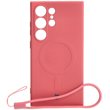 Etui Bizon Case Silicone Magnetic Sq do Galaxy S24 Ultra, brudny róż