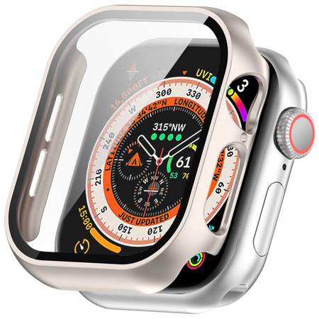 Etui ze szkłem do zegarka Bizon Case+Glass Watch do Apple Watch 11 / 10 (46mm), szampańskie