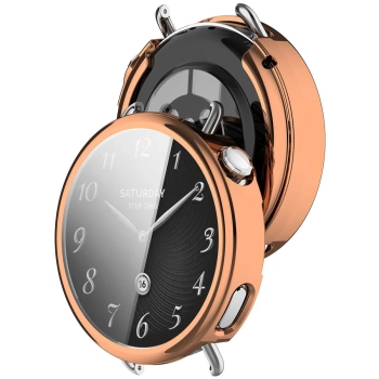 Etui z osłoną ekranu Bizon Case Watch Felipe do Xiaomi Watch S4 41 mm, różowozłote