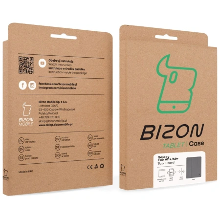 Etui z klapką Bizon Case Tab Lizard do Galaxy Tab A11 Plus / A9 Plus, szare