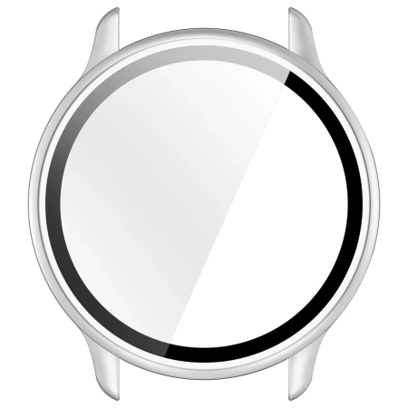 Etui ze szkłem do zegarka Bizon Case+Glass Watch do Garmin Vivoactive 6, satynowo srebrne
