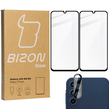 2x Szkło + szybka na aparat BIZON Edge 2 Pack do Galaxy A15 4G/5G
