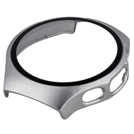 Etui ze szkłem do zegarka Bizon Case+Glass Watch do Huawei Watch 5 46 mm, satynowe srebrne