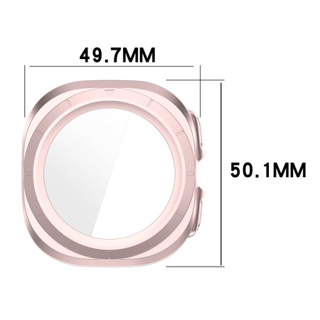 Etui ze szkłem do zegarka Bizon Case+Glass Watch do Galaxy Watch Ultra 2 / 1, satynowo różowe