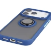 Etui z uchwytem na palec Bizon Case Hybrid Ring do iPhone 17 Pro, przydymione z granatową ramką