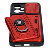 Etui Bizon Case Camshield Card Slot Ring do Xiaomi POCO X5, czerwone