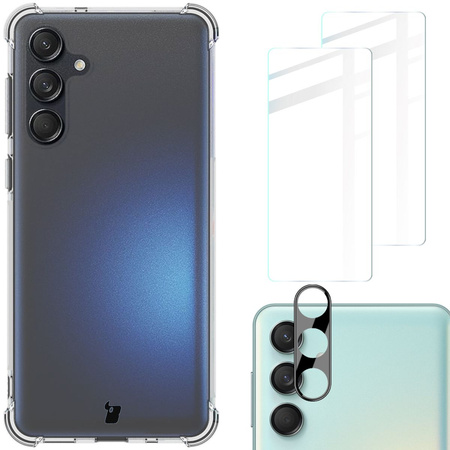 Etui + 2x szkło + obiektyw Bizon Case Clear Pack do Galaxy M55 5G, przezroczyste