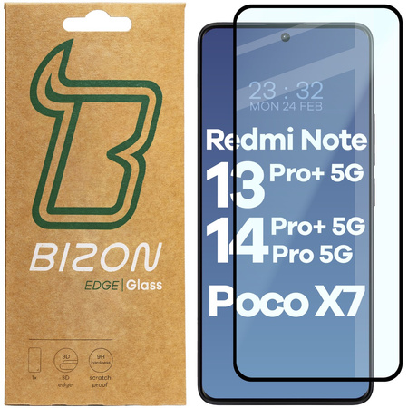 Szkło hartowane BIZON Glass Edge 2 3D do Xiaomi Redmi Note 13 Pro+ 5G / 14 Pro 5G / 14 Pro+ 5G / Poco X7