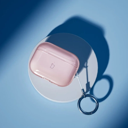 Elastyczne etui z karabińczykiem Bizon Case Headphone Clear do AirPods Pro 3, przeźroczysto-różowe
