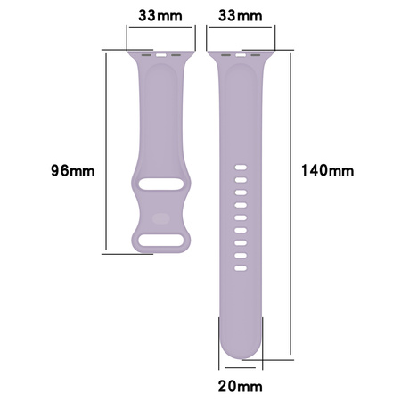 Pasek Bizon Strap Watch Silicone S do Apple Watch 44/45/46/49 mm, jasnofioletowy