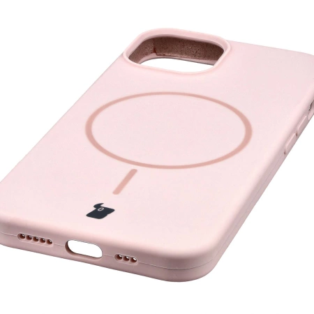 Silikonowe etui z pierścieniem magnetycznym Bizon Soft Case Magnetic do iPhone 14/13, jasnoróżowe