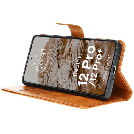 Etui z klapką Bizon Case Pocket do Realme 12 Pro / 12 Pro+, brązowe