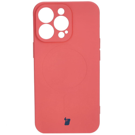 Etui silikonowe z pierścieniem magnetycznym Bizon Case Silicone Magnetic do iPhone 13 Pro, brudnoróżowe