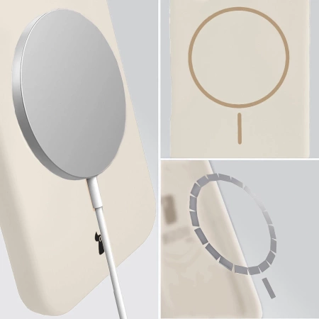 Silikonowe etui z pierścieniem magnetycznym Bizon Soft Case Magnetic do iPhone 17 Pro Max, écru