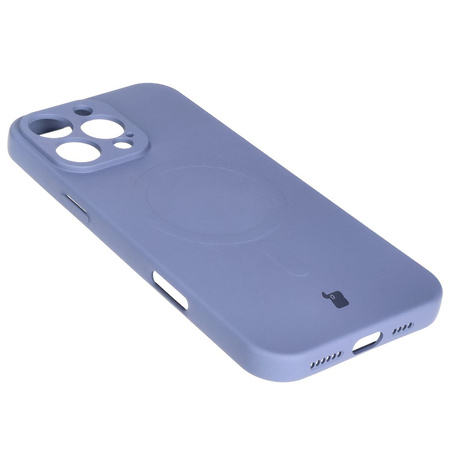 Silikonowe etui z pierścieniem magnetycznym Bizon Case Silicone Magnetic do iPhone 16 Pro Max, szare