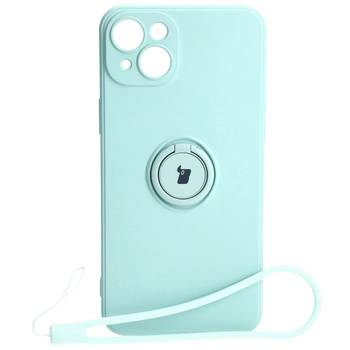 Etui Bizon Case Silicone Ring Sq do iPhone 15 Plus, turkusowe