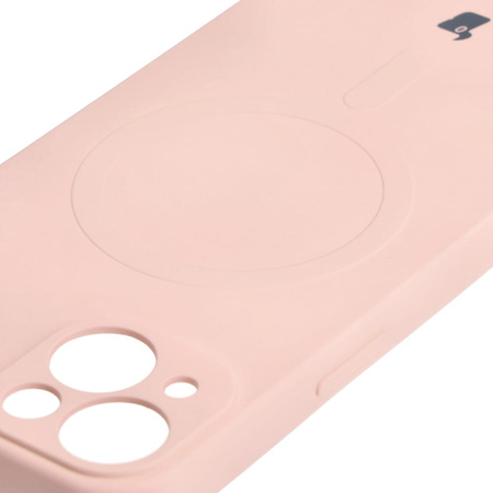 Etui silikonowe z pierścieniem magnetycznym Bizon Case Silicone Magnetic do iPhone 13, jasnoróżowe