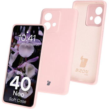 Silikonowe etui Bizon Soft Case do Motorola Edge 40 Neo, pudrowy róż