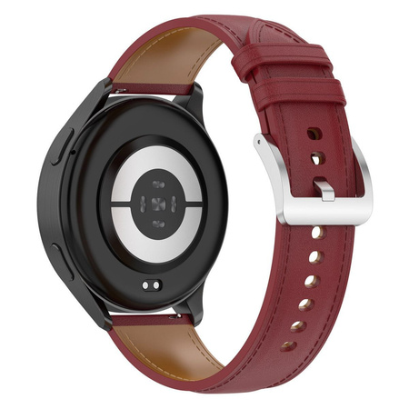 Pasek skórzany do smartwatcha, Bizon Strap Watch Casual, Quick Release 22 mm, bordowy