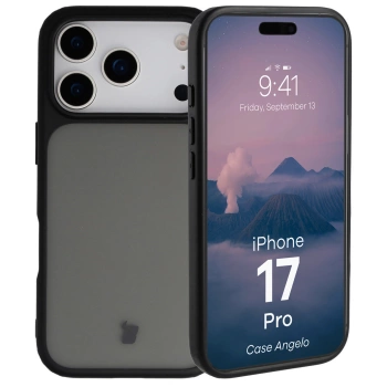 Etui Bizon Case Angelo do iPhone 17 Pro, przydymione z czarną ramką