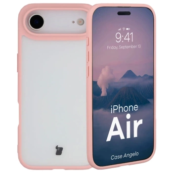 Etui Bizon Case Angelo do iPhone Air, półprzezroczyste z jasnoróżową ramką