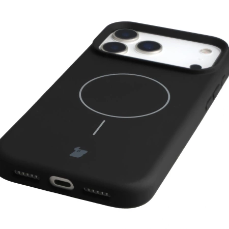 Silikonowe etui z pierścieniem magnetycznym Bizon Soft Case Magnetic do iPhone 17 Pro Max, czarne
