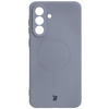 Silikonowe etui z pierścieniem magnetycznym Bizon Case Silicone Magnetic Sq do Galaxy A56 5G, szare