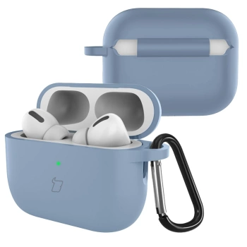 Silikonowe etui z karabińczykiem Bizon Case Headphone Silicone do AirPods Pro 3, szarobłękitne