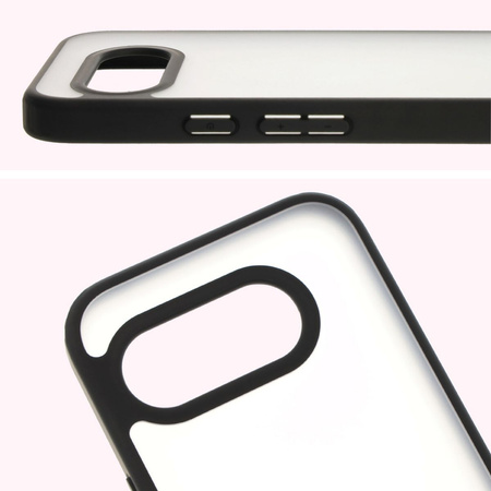 Etui Bizon Case Angelo do Google Pixel 9a, przydymione z czarną ramką