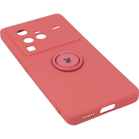 Etui Bizon Case Silicone Ring Sq do VIVO X80 Pro, brudny róż