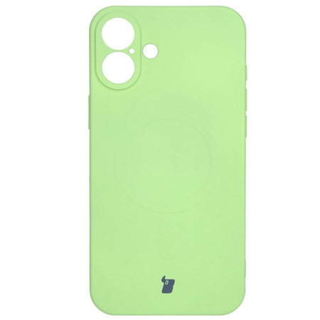 Silikonowe etui z pierścieniem magnetycznym Bizon Case Silicone Magnetic do iPhone 16, jasnozielone