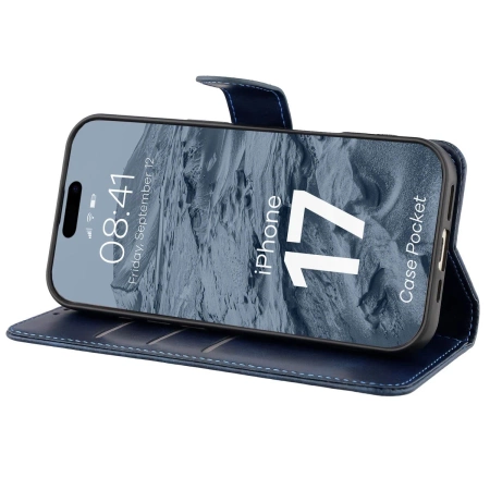 Etui z klapką Bizon Case Pocket do iPhone 17, granatowe