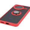 Etui z uchwytem na palec Bizon Case Hybrid Ring do Xiaomi POCO F7 Pro, przydymione z czerwoną ramką