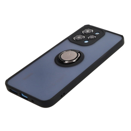 Etui z uchwytem na palec Bizon Case Hybrid Ring do Xiaomi Redmi 12, przydymione z czarną ramką