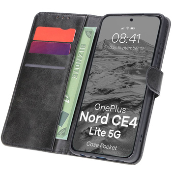 Etui z klapką Bizon Case Pocket do OnePlus Nord CE4 Lite 5G, czarne