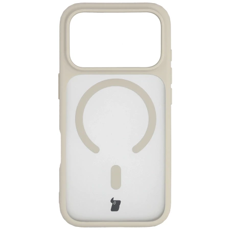 Etui z pierścieniem magnetycznym Bizon Case MatteO do iPhone 17 Pro, przydymione-beżowe
