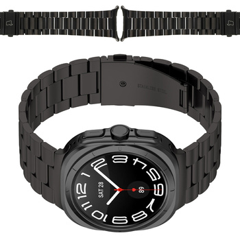 Pasek ze stali nierdzewnej Bizon Strap Watch Aura do Galaxy Watch Ultra 2 / 1, czarny