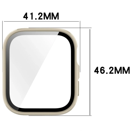 Etui ze szkłem do zegarka Bizon Case+Glass Watch do Huawei Watch Fit 4, beżowe