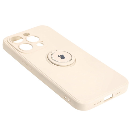 Etui Bizon Case Silicone Ring Sq do Apple iPhone 15 Pro, beżowe