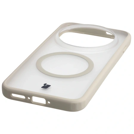 Etui z pierścieniem magnetycznym Bizon Case MatteO do Vivo X300 Pro, przydymione-beżowe